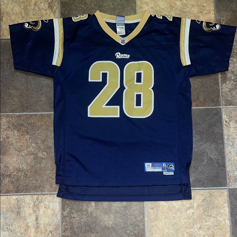 Reebok Navy and Gold NFL Equipment Jersey Tag Close-Up